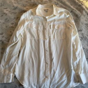 L.L. Bean White Long Sleeve Button-Up Shirt